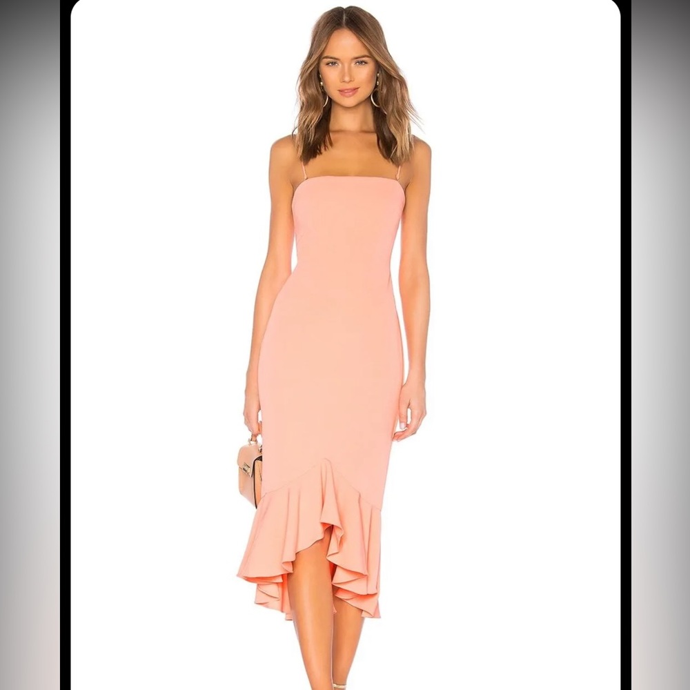 Lovers + Friends Tyler Midi Dress in Grapefruit -Detachable Straps- size XS